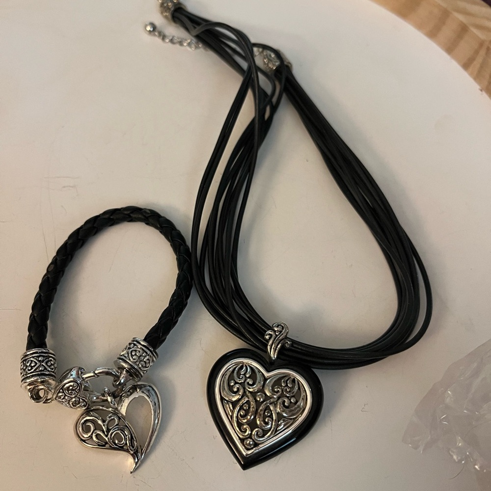 Silver heart bracelet and necklace. Similar to Brighton